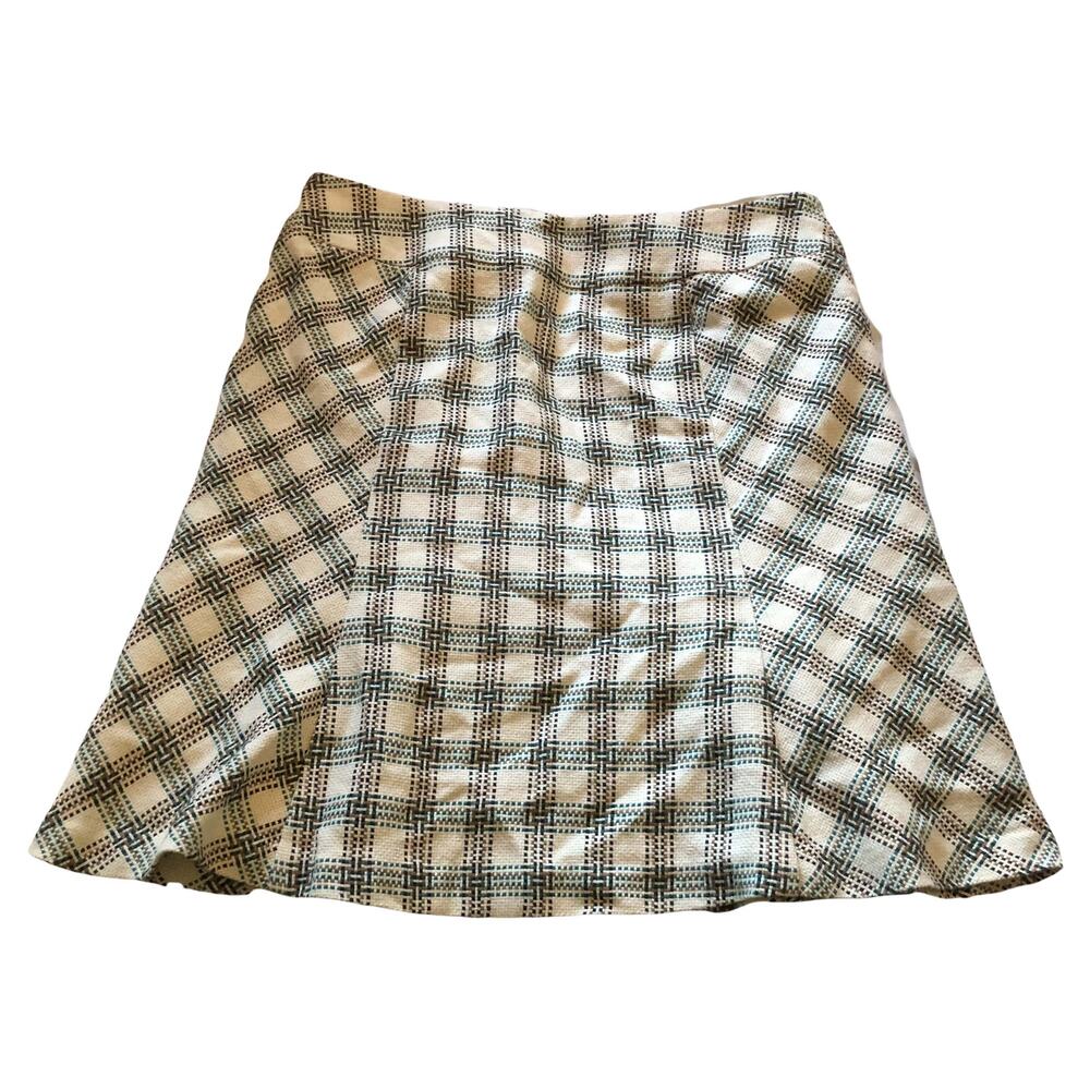Ann Taylor Loft Basket Weave Plaid A-Line Skirt, Sz 10